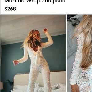 Show Me Your MuMu Sequin Wrap Jumpsuit in White